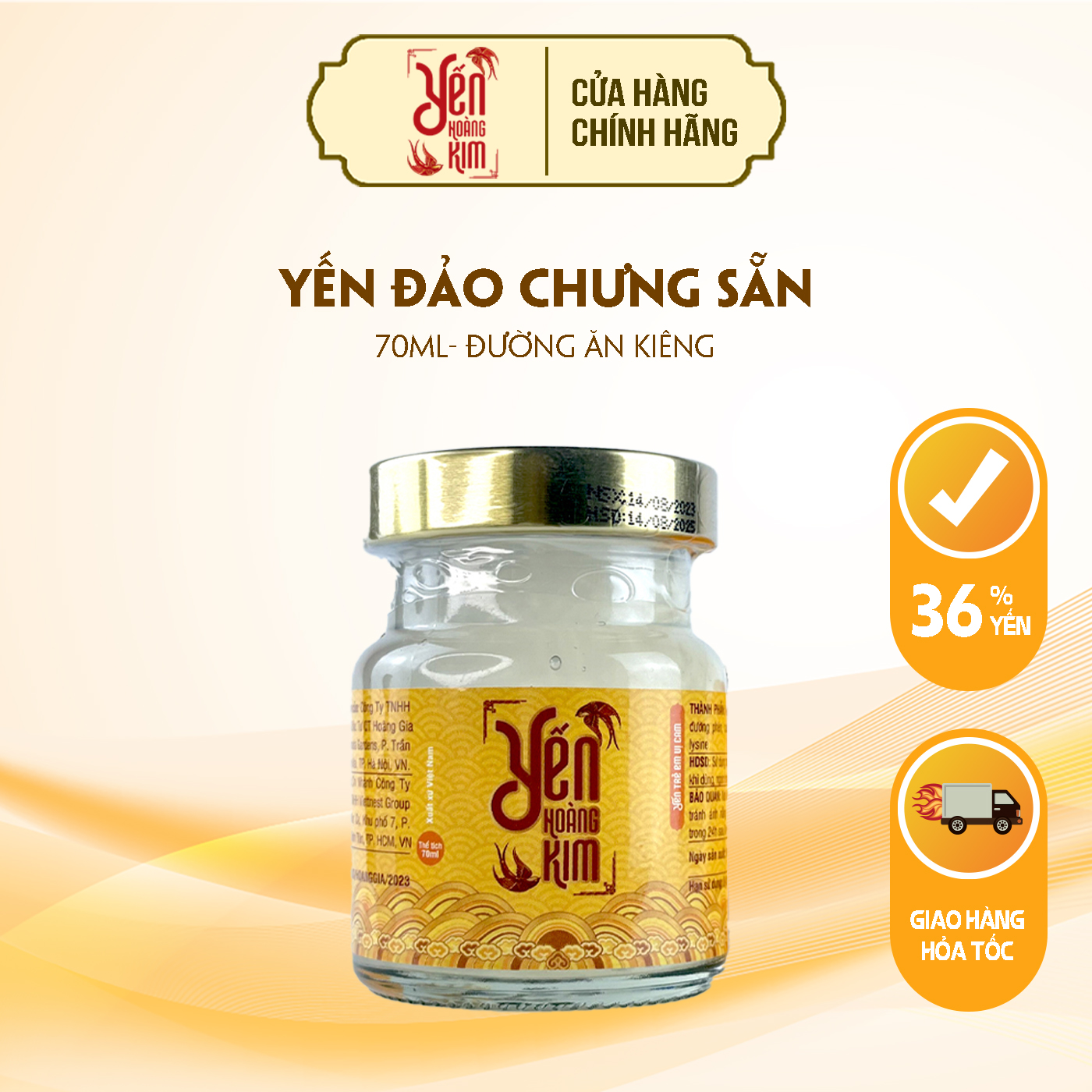 Yến Chưng Đường Ăn Kiêng hũ 70ml 36% yến sào Khánh Hòa