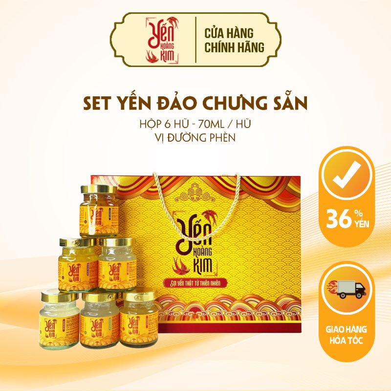 Hộp quà Yến Chưng Sẵn Đường Phèn 6 hũ
